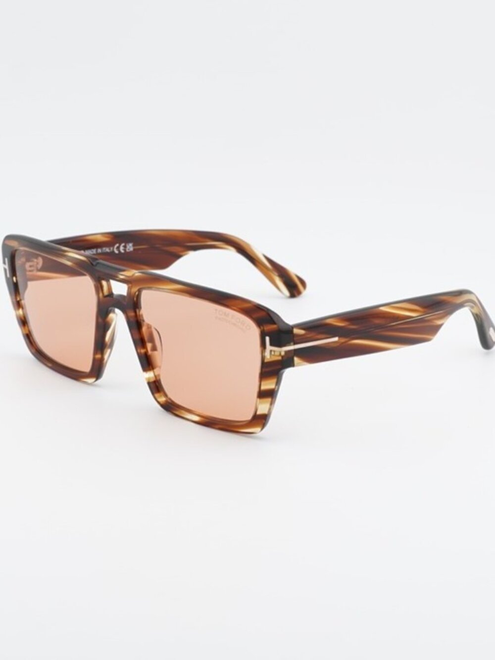 Tom Ford Redford FT1153 55E Sunglasses Striped Brown Havana Square Frame